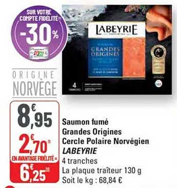 Saumon fumé Grandes Origines Cercle Polaire Norvégien LABEYRIE