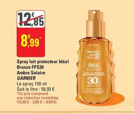 Spray lait protecteur Idéal Bronze FPS30 Ambre Solaire GARNIER