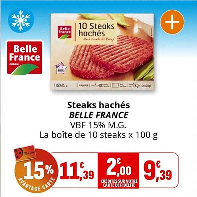 Steaks hachés BELLE FRANCE VBF 15% M.G.