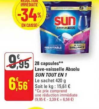 SUN TOUT EN 1 Lave-vaisselle Absolu - 28 capsules