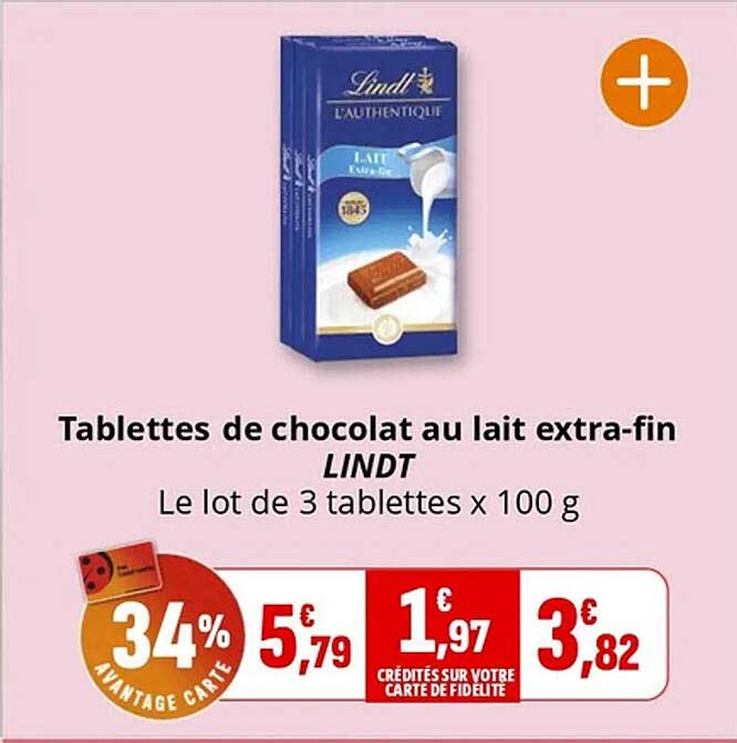 Tablettes de chocolat au lait extra-fin LINDT