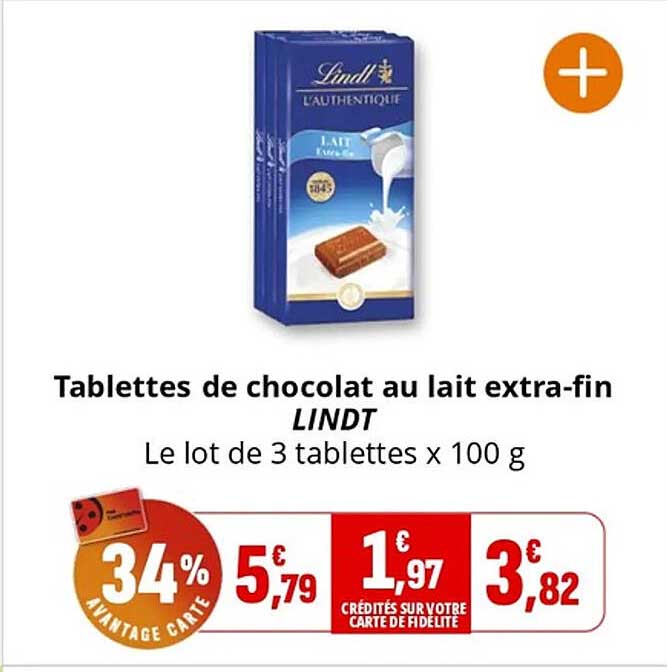 Tablettes de chocolat au lait extra-fin LINDT