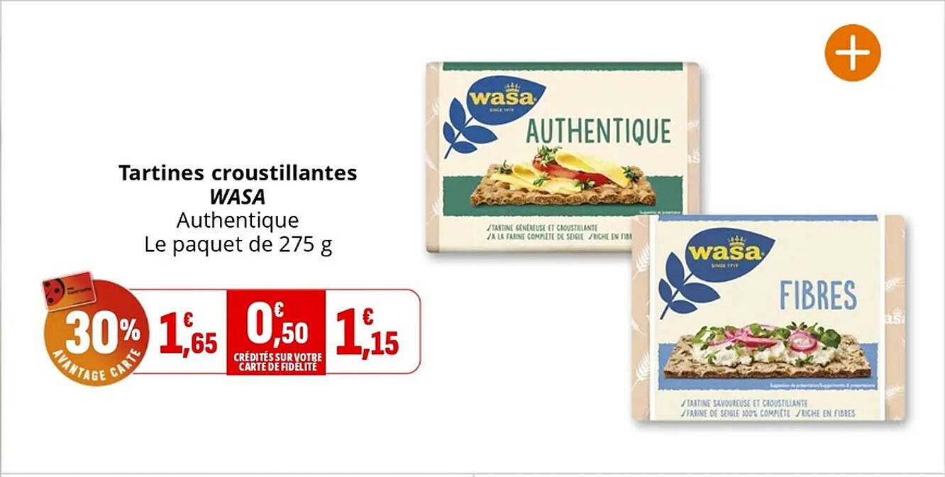Tartines croustillantes WASA Authentique Le paquet de 275 g