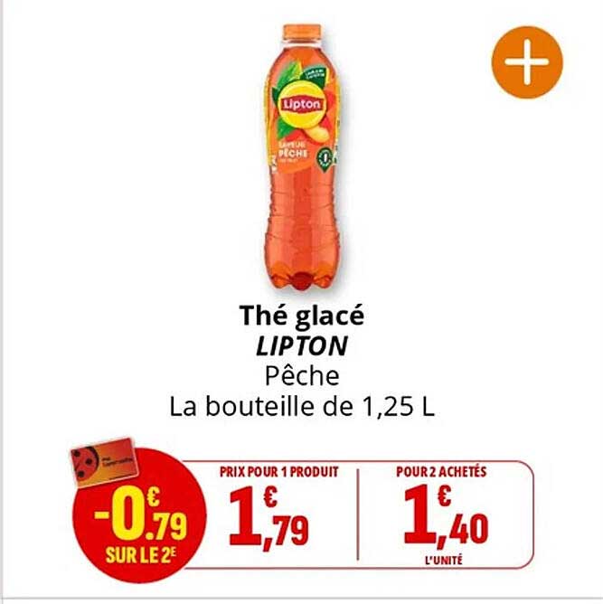 Thé glacé LIPTON Pêche La bouteille de 1,25 L