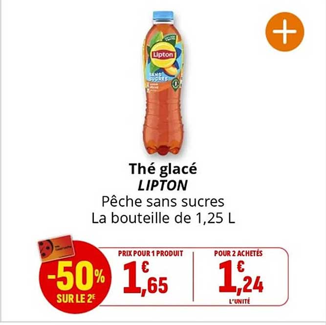 Thé glacé LIPTON Pêche sans sucres