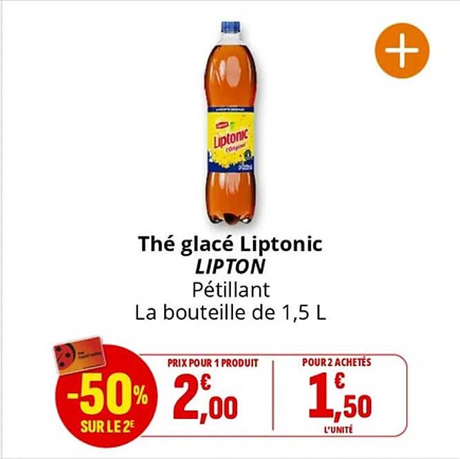 Thé glacé Liptonic LIPTON Pétillant La bouteille de 1,5 L