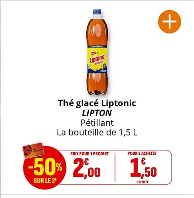 Thé glacé Liptonic LIPTON Pétillant La bouteille de 1,5 L