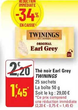 Thé noir Earl Grey TWININGS