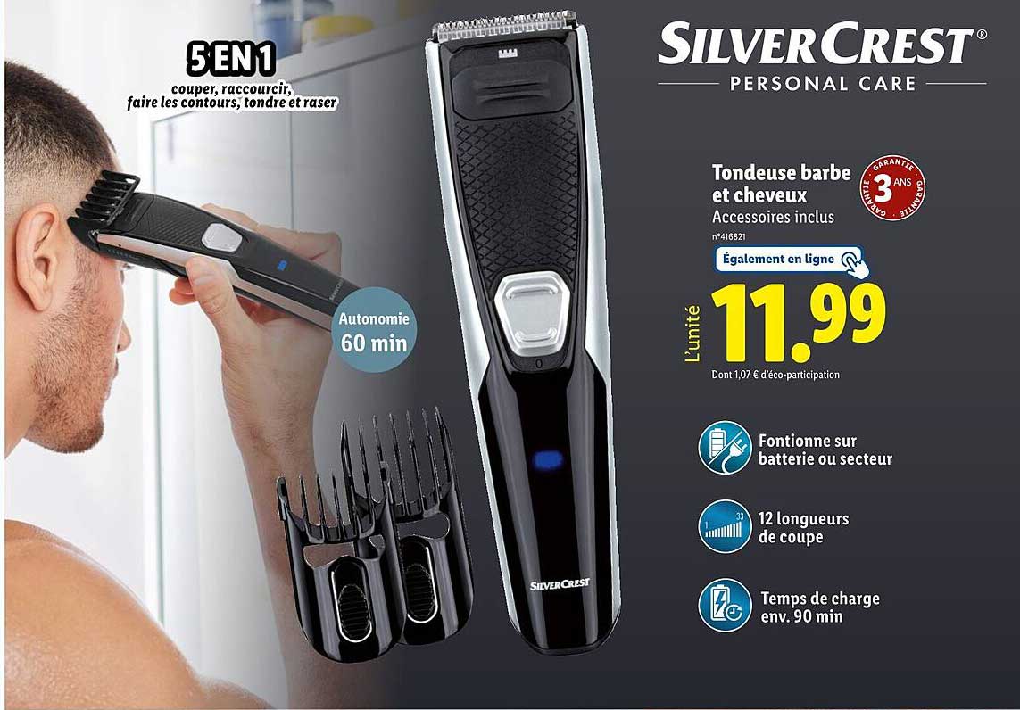 Tondeuse barbe et cheveux Silvercrest