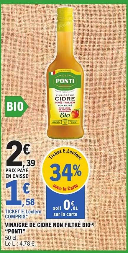VIN AIGRE DE CIDRE NON FILTRÉ BIO "PONTI"