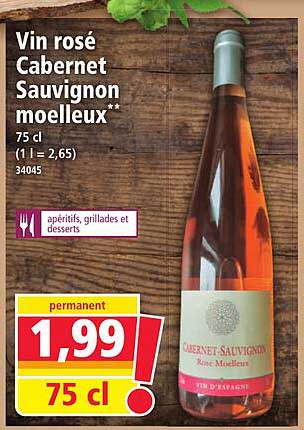 Vin rosé Cabernet Sauvignon moelleux**