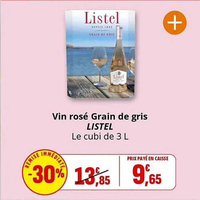 Vin rosé Grain de gris LISTEL Le cubi de 3 L