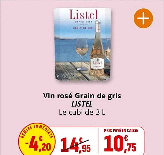Vin rosé Grain de gris LISTEL Le cubi de 3 L