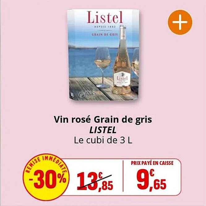Vin rosé Grain de gris LISTEL Le cubi de 3 L