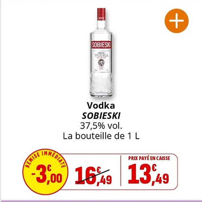 Vodka SOBIESKI 37,5% vol. La bouteille de 1 L