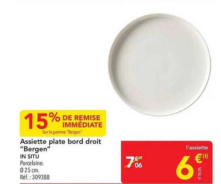 Assiette plate bord droit “Bergen”