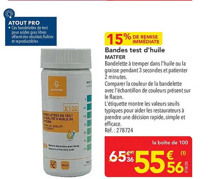 Bandes test d'huile MATFER