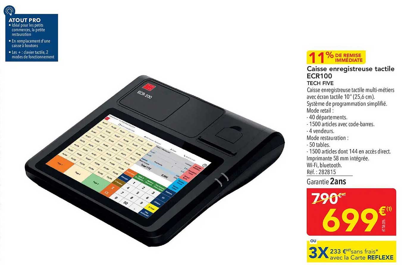 Caisse enregistreuse tactile ECR100 TECH FIVE