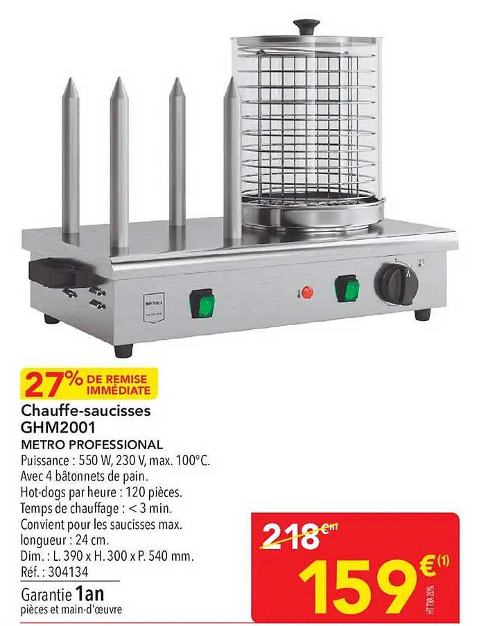 Chauffe-saucisses GHM2001 METRO PROFESSIONAL