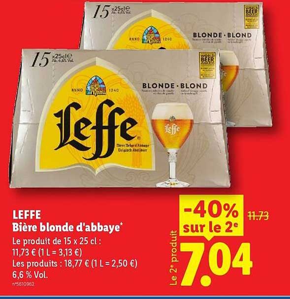 LEFFE Bière blonde d'abbaye*