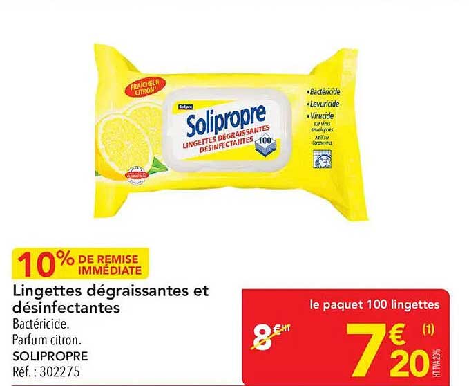 Lingettes dégraissantes et désinfectantes