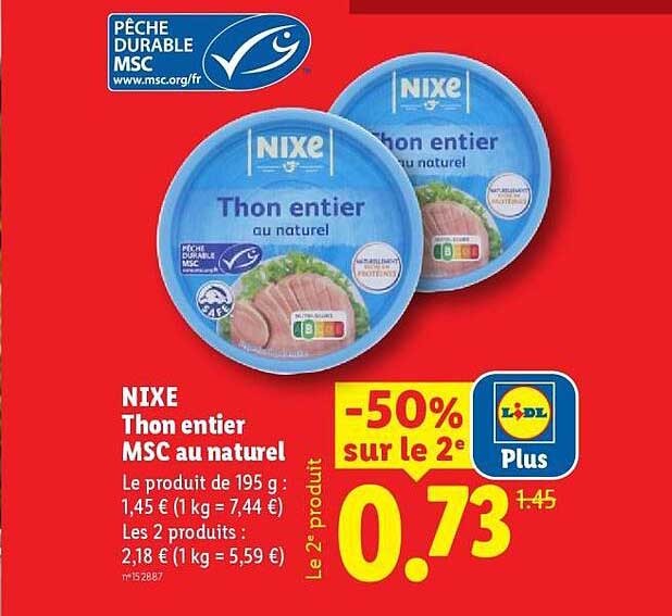 NIXE Thon entier MSC au naturel