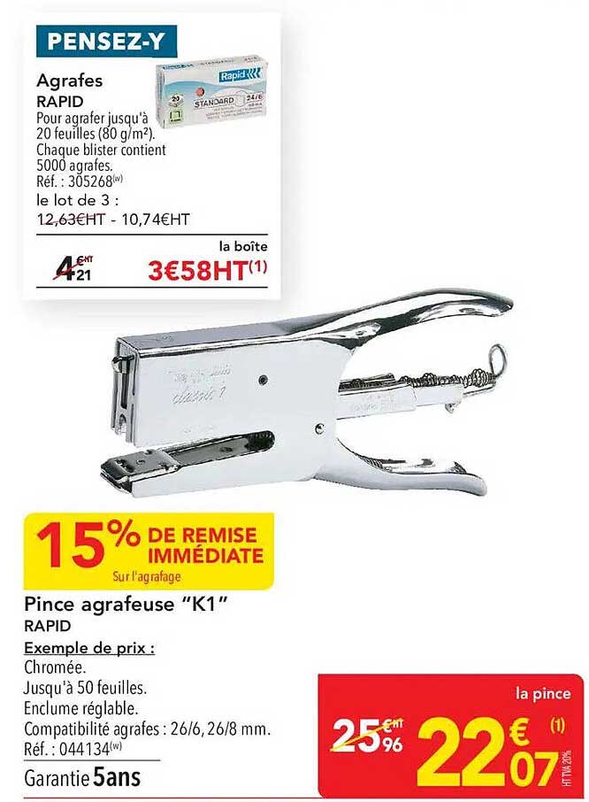 Pince agrafeuse “K1” RAPID
