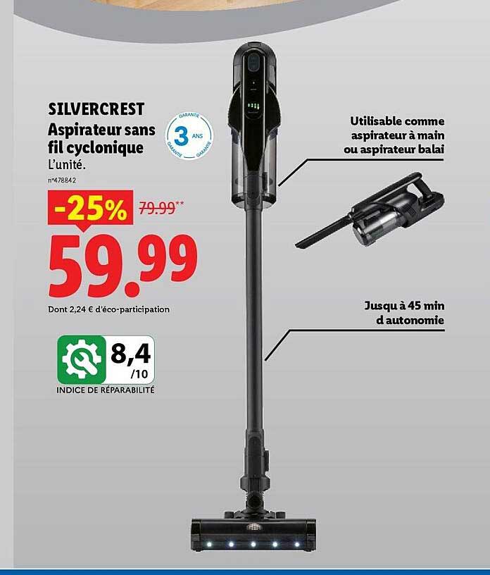SILVERCREST Aspirateur sans fil cyclonique