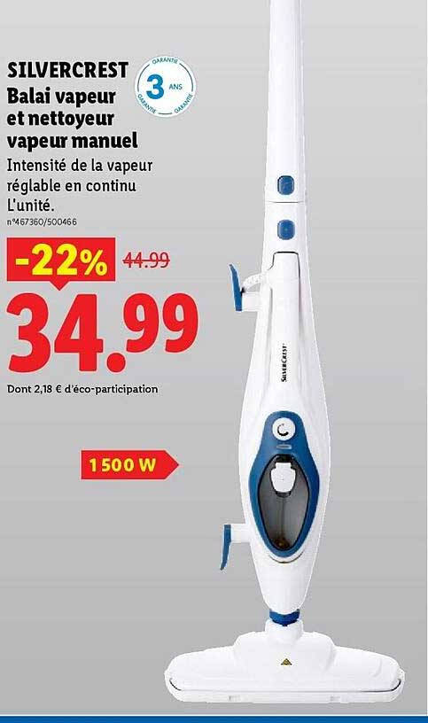 SILVERCREST Balai vapeur et nettoyeur vapeur manuel