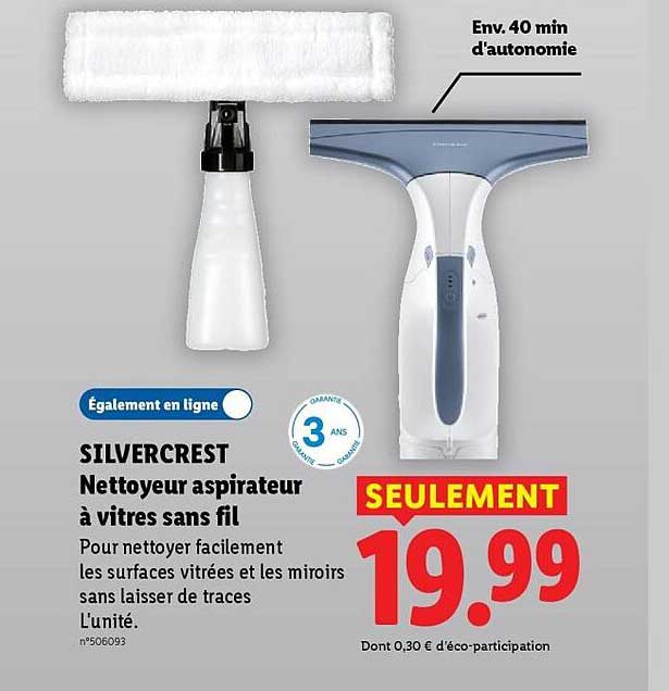 SILVERCREST Nettoyeur aspirateur à vitres sans fil