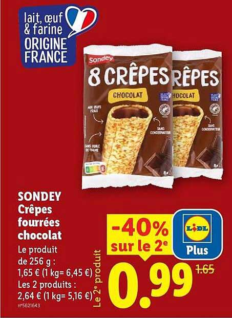 SONDEY Crêpes fourrées chocolat