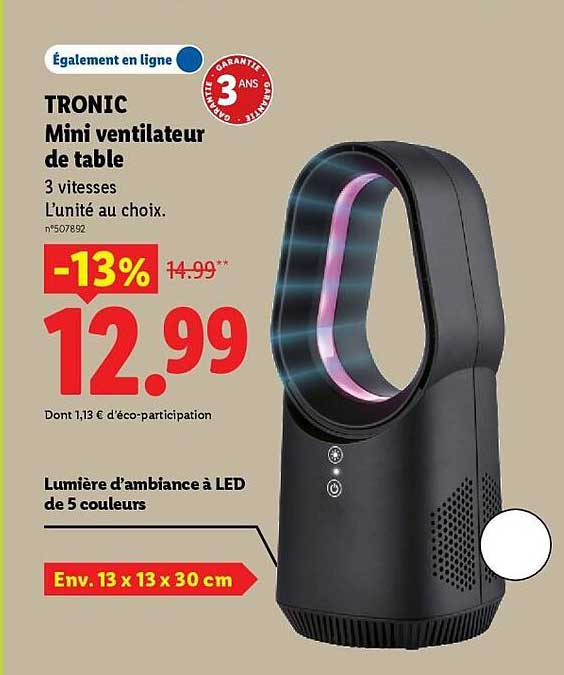 TRONIC Mini ventilateur de table