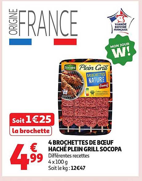 4 BROCHETTES DE BŒUF HACHÉ PLEIN GRILL SOCOPA