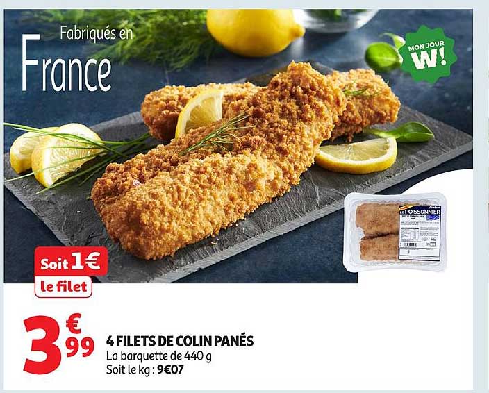 4 FILETS DE COLIN PANÉS