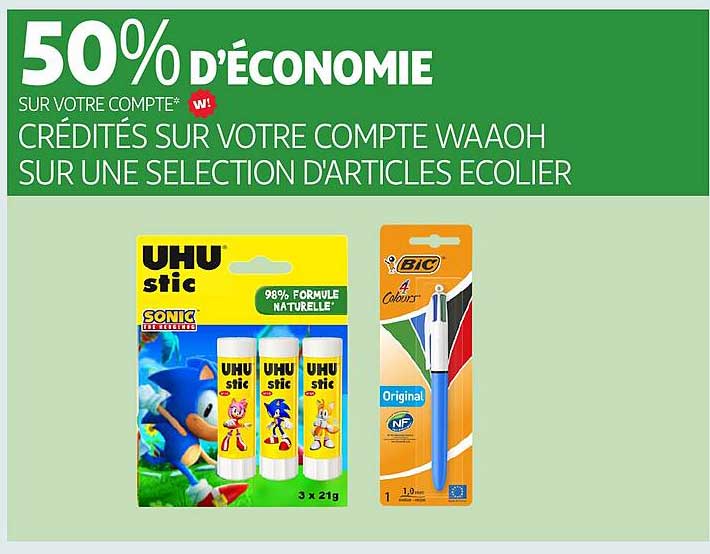 50% d’économie sur une sélection d’articles écolier