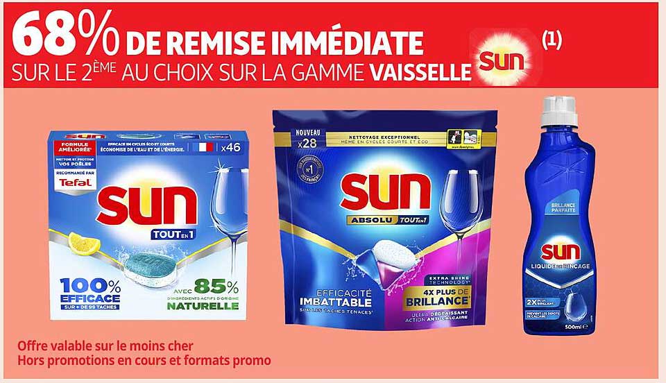 68% DE REMISE IMMEDIATE SUR LE 2ÈME AU CHOIX SUR LA GAMME VAISSELLE SUN