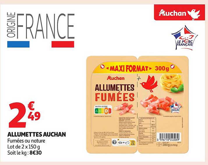 ALLUMETTES AUCHAN FUMÉES