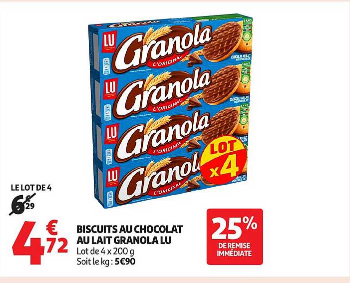 BISCUITS AU CHOCOLAT AU LAIT GRANOLA LU
