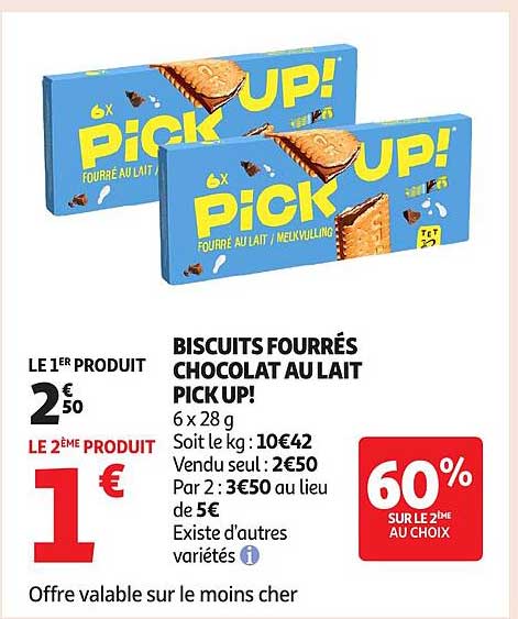 BISCUITS FOURRÉS CHOCOLAT AU LAIT PICK UP!