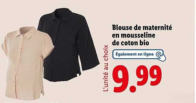 Blouse de maternité en mousseline de coton bio