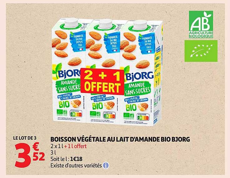 BOISSON VÉGÉTALE AU LAIT D’AMANDE BIO BJORG