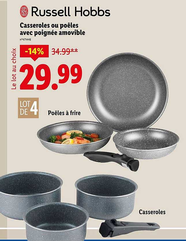 Casseroles ou poêles avec poignée amovible