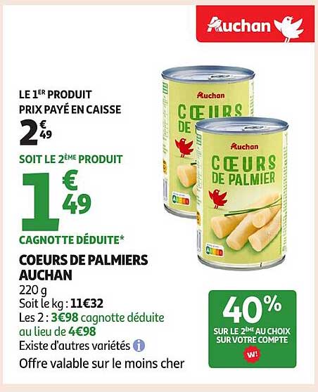 Cœurs de palmiers Auchan