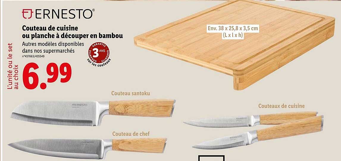 Couteau de cuisine ou planche à découper en bambou