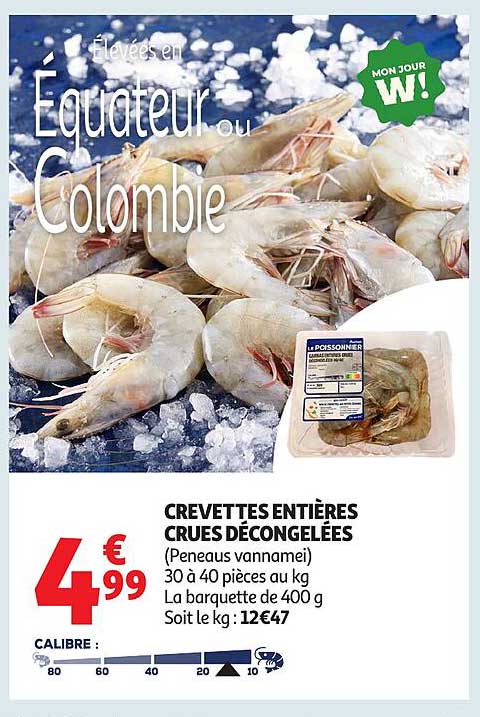 CREVETTES ENTIÈRES CRUES DÉCONGELÉES