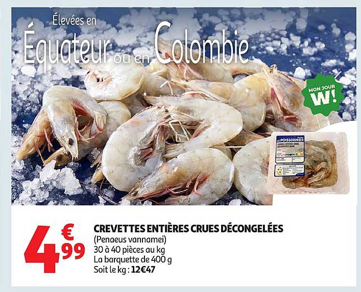 CREVETTES ENTIÈRES CRUES DÉCONGELÉES