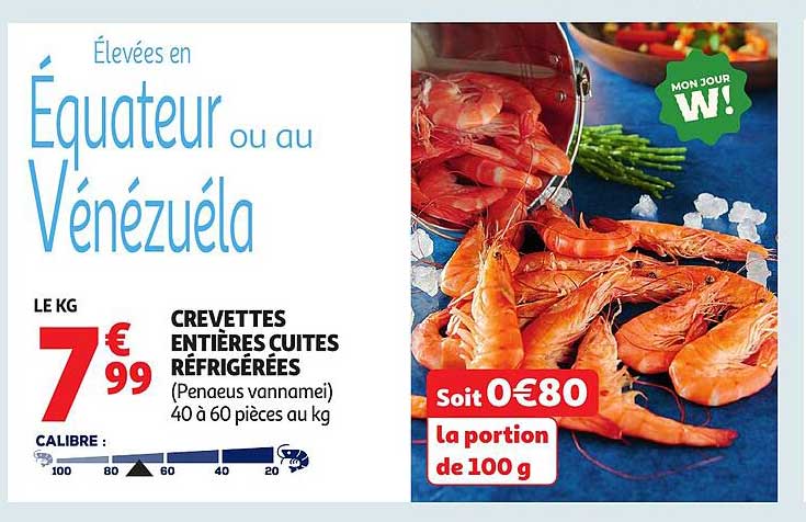 Crevettes entières cuites réfrigérées