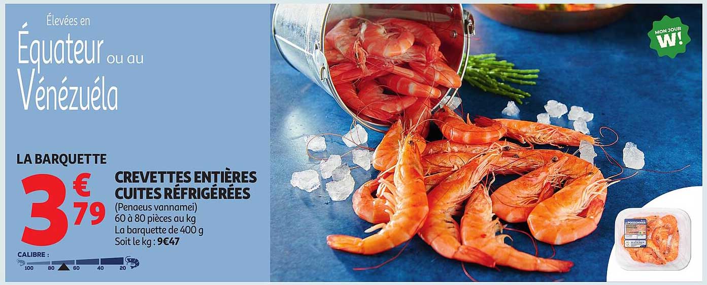 Crevettes entières cuites réfrigérées