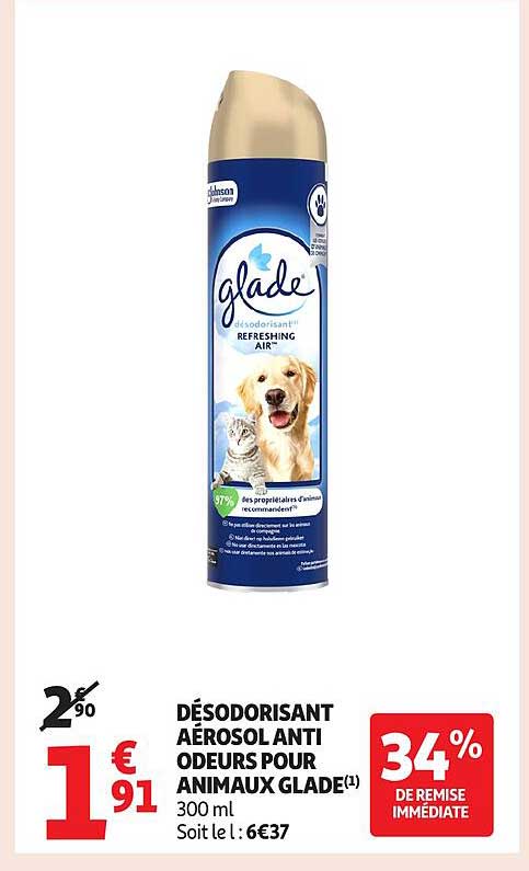 DÉODORISANT AÉROSOL ANTI ODEURS POUR ANIMAUX GLADE
