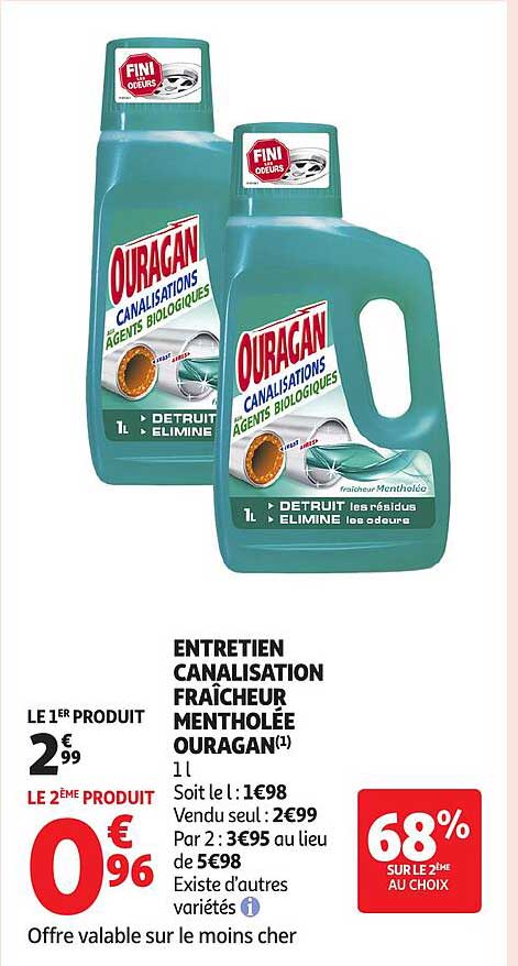 ENTRETIEN CANALISATION FRAÎCHEUR MENTHOLÉE OURAGAN